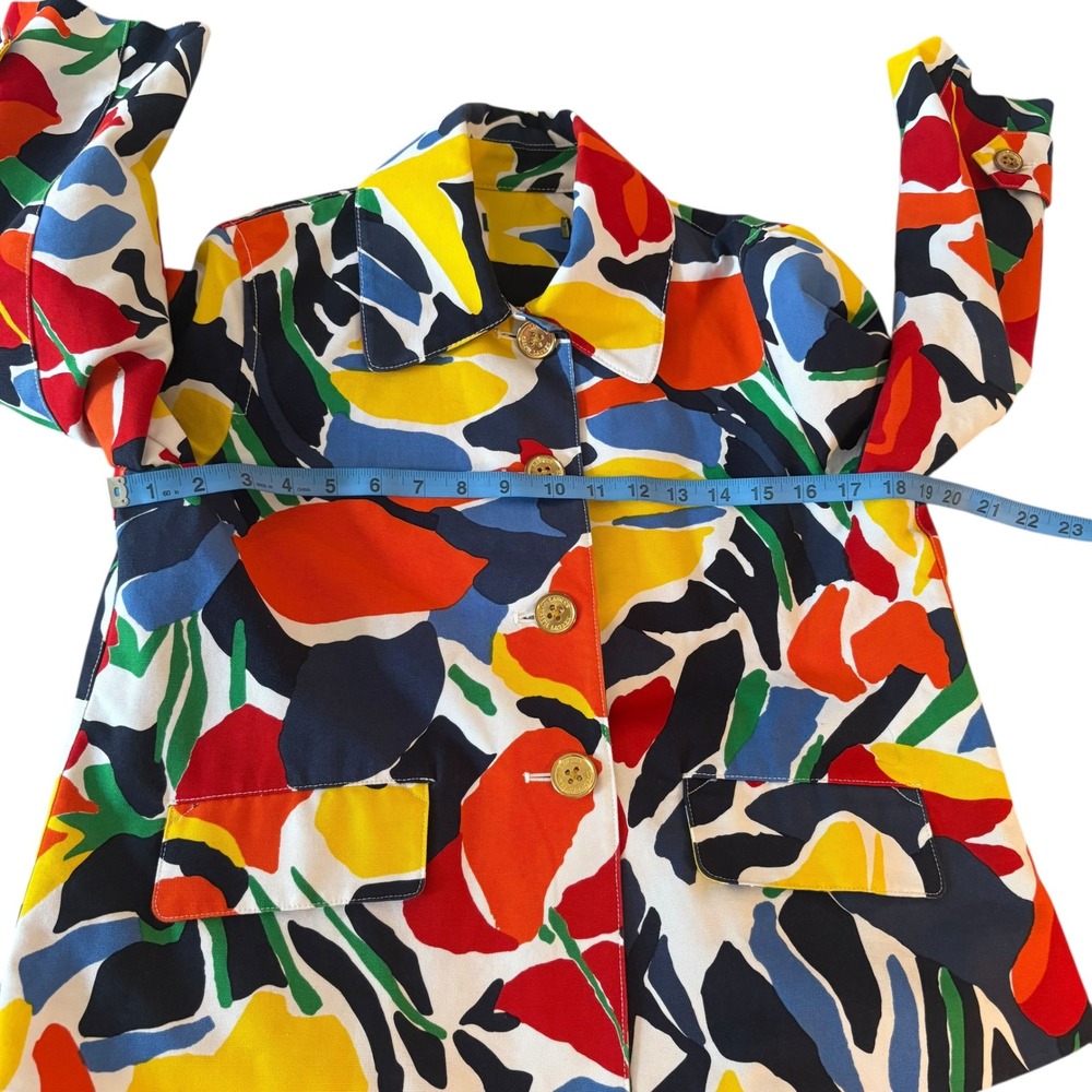Lauren Ralph Lauren Floral Print Jacket Button Front Pockets Colorful Coat Small - Picture 3 of 11